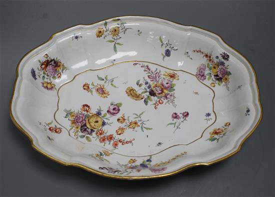 A Chelsea gold anchor large oval dish, c.1765, 35cm